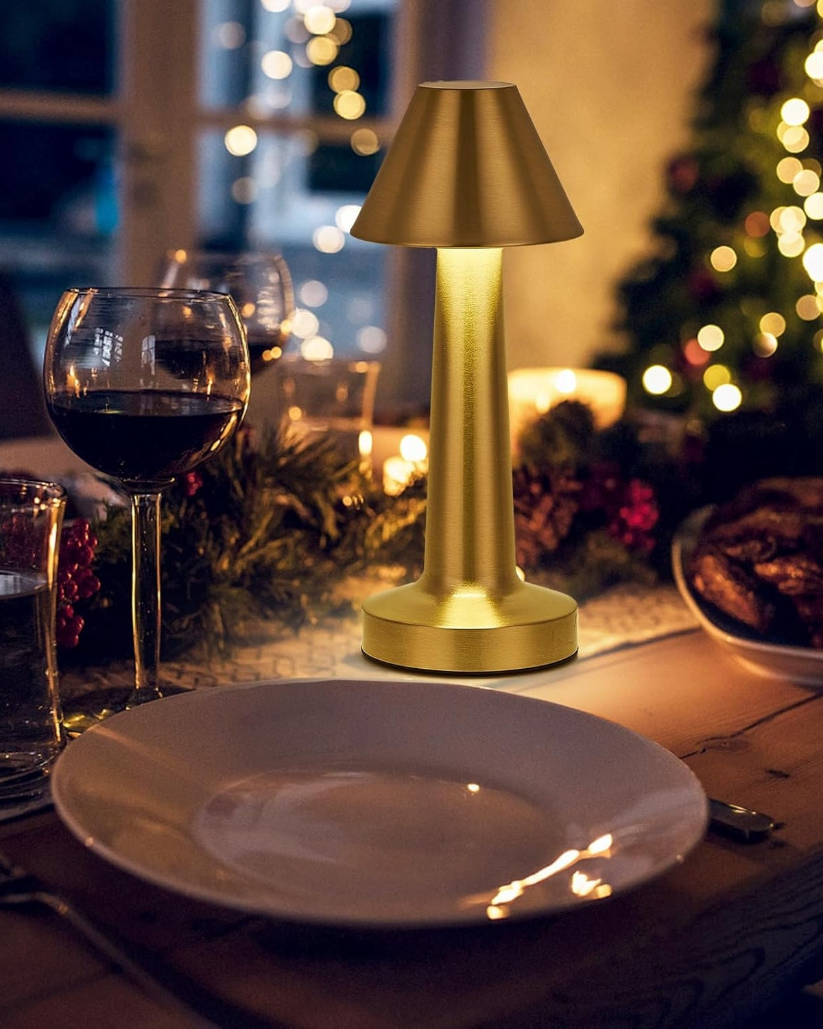 SUENTA Drahtlose Tischlampe aus Metall in Gold – Elegante Beleuchtung