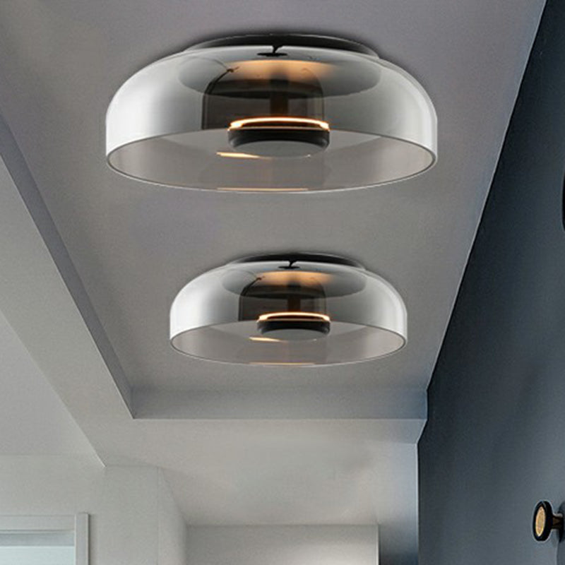 SUENTA Elegante LED Deckenleuchte Aus Glas Für Moderne Wohnräume Rauchgrau