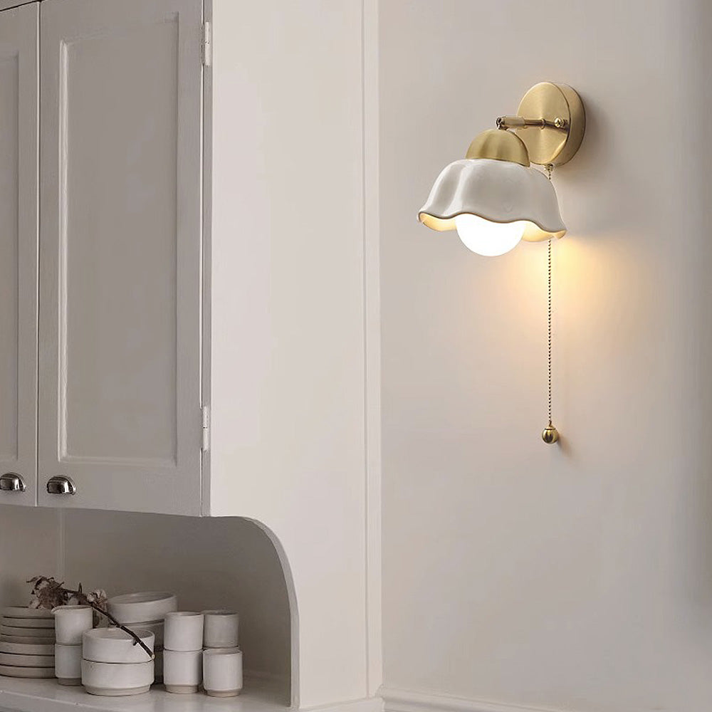 SUENTA Elegante Ombre Wandlampe Vintage Blumenrahmen Weiß Gold