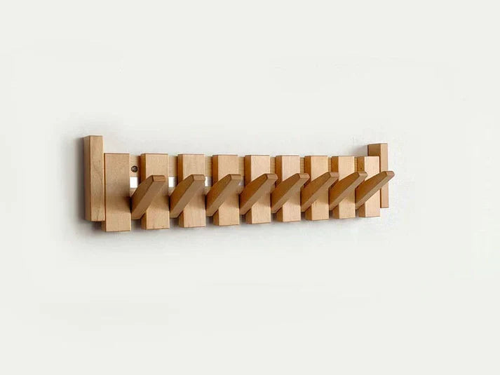 SUENTA Elegante Wandgarderobe aus Holz im Pianostil mit 5 oder 8 Haken Buchenholz