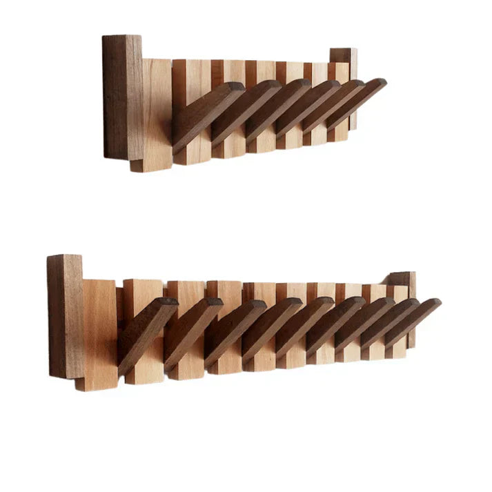 SUENTA Elegante Wandgarderobe aus Holz im Pianostil mit 5 oder 8 Haken