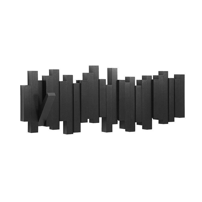 SUENTA Elegante Wandkleiderhaken aus Holz – Minimalistische Hakenleiste Schwarz