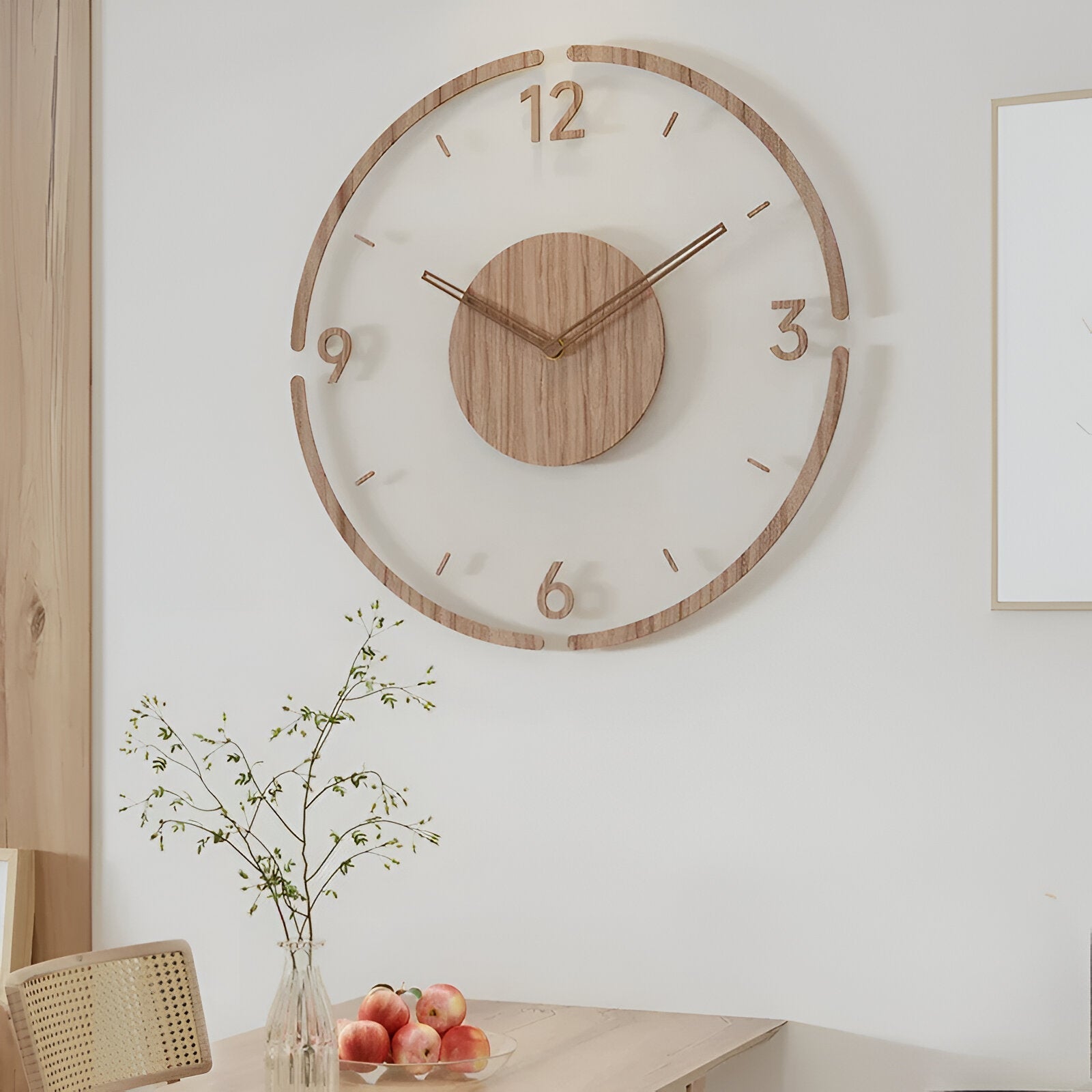 SUENTA Elegante Wanduhr Aus Holz Leise Große Digitale Anzeige