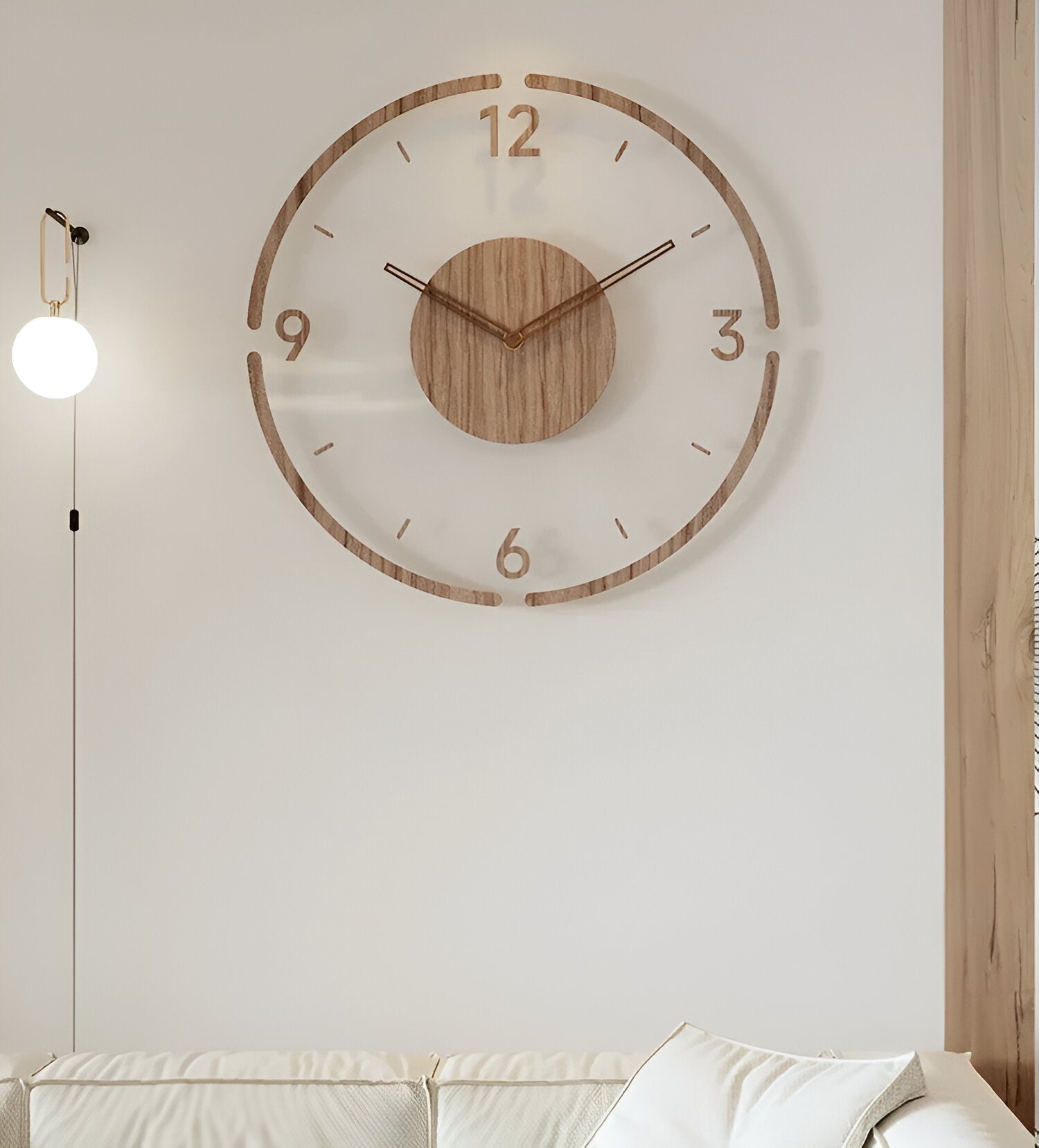 SUENTA Elegante Wanduhr Aus Holz Leise Große Digitale Anzeige