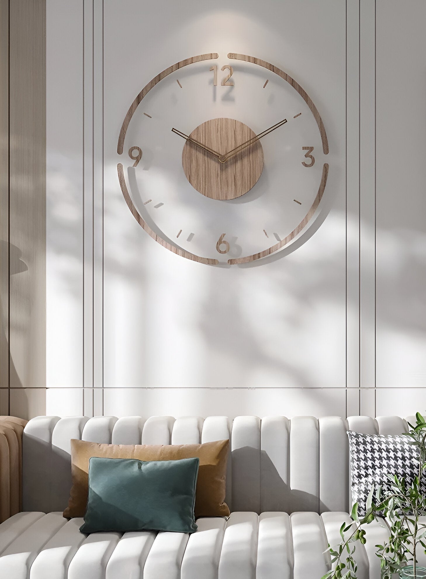 SUENTA Elegante Wanduhr Aus Holz Leise Große Digitale Anzeige