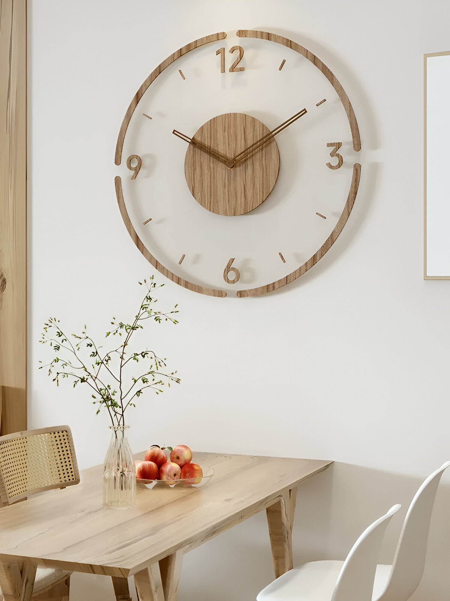 SUENTA Elegante Wanduhr Aus Holz Leise Große Digitale Anzeige