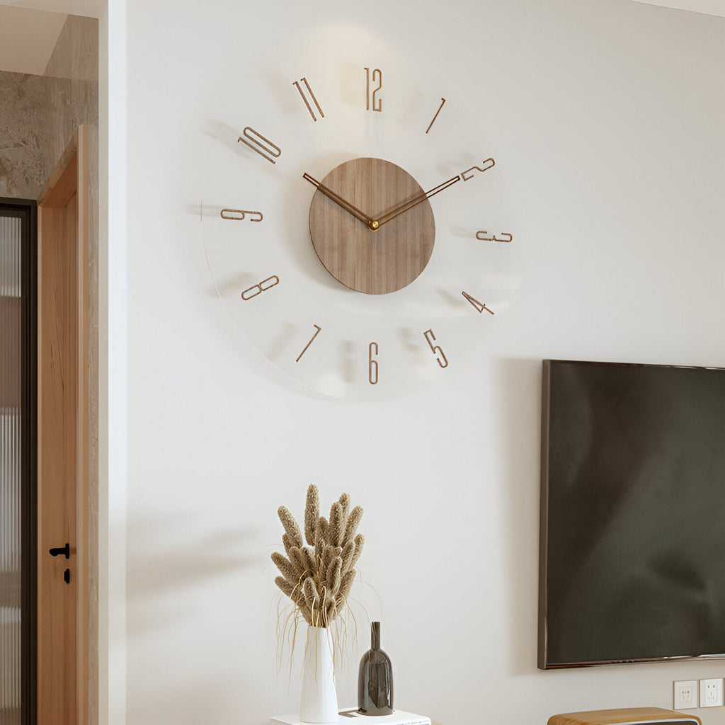 SUENTA Elegante Wanduhr Aus Holz Leise Große Digitale Anzeige Entwurf 2