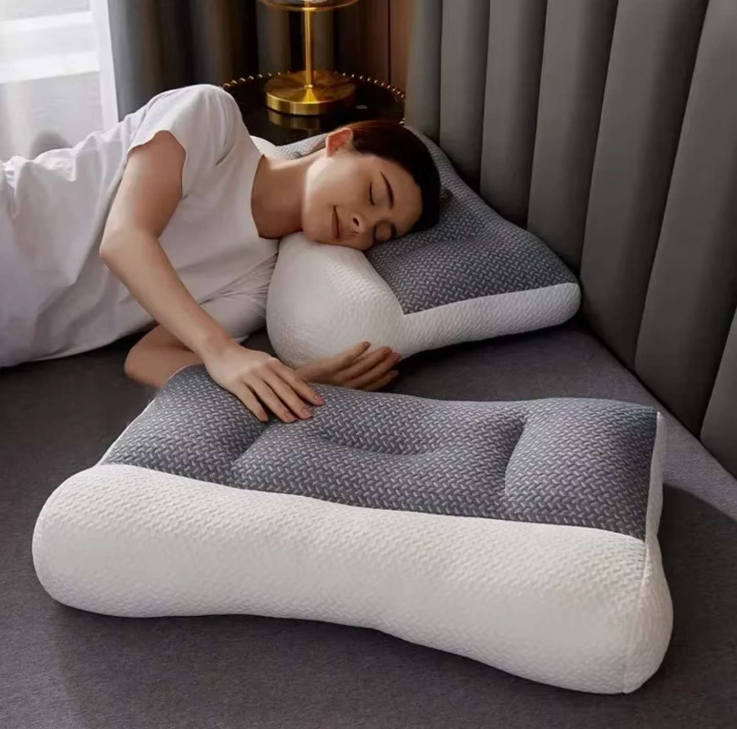 SUENTA Ergonomisches Nackenstützkissen Atmungsaktiv Abnehmbar Weiß M - 48 x 74CM