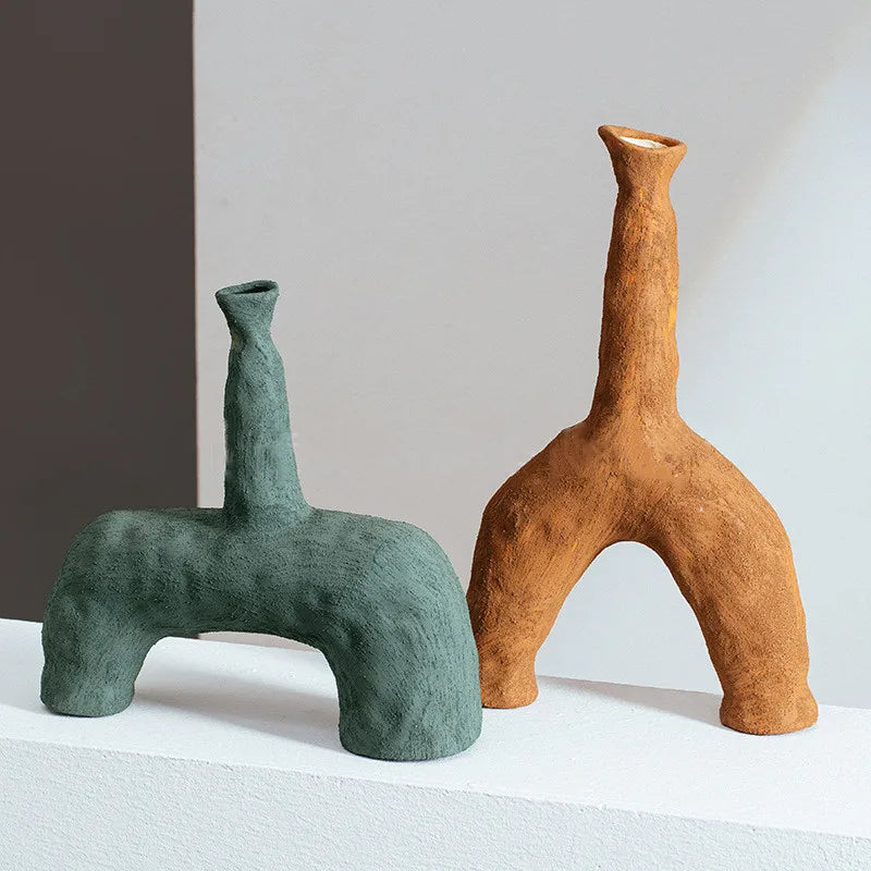 SUENTA Fayla Keramikvase mit einzigartiger Form – 3 Farben Moos