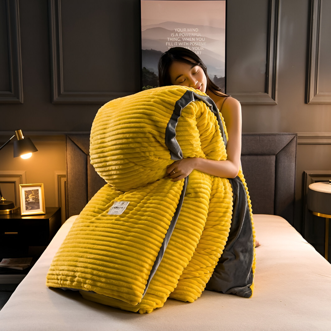 SUENTA Flauschiger Bettbezug 160x210 aus Fleece und Mikrofaser für ganzjährigen Komfort