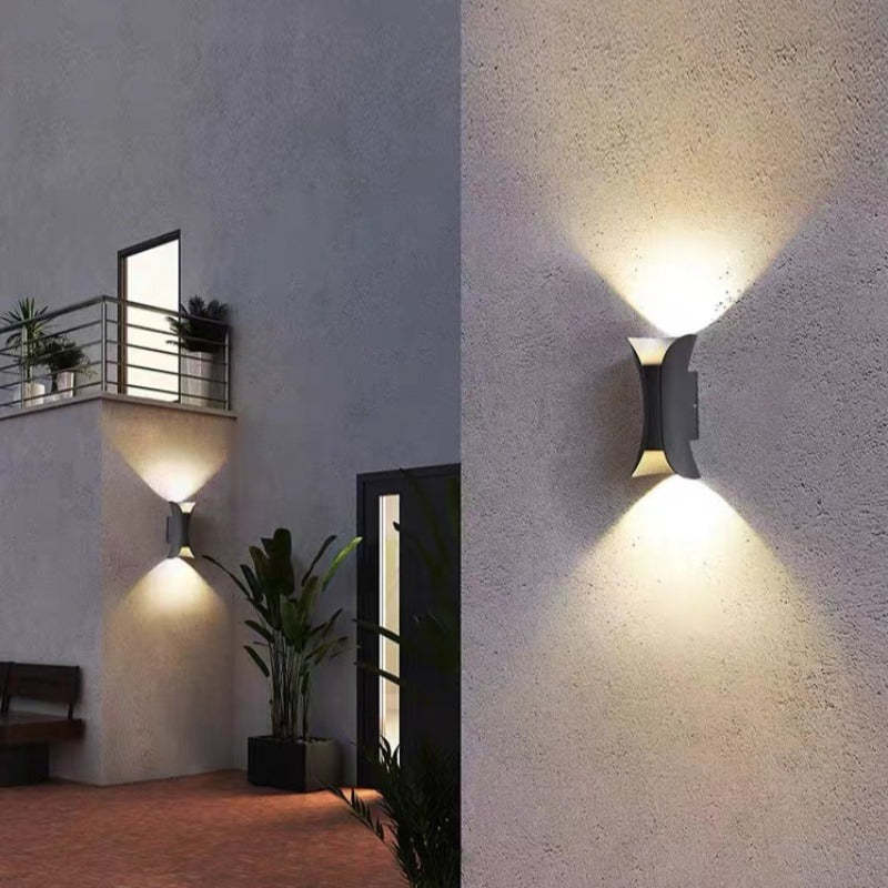 SUENTA Gebogene LED Wandleuchte Für Außenbereich Garten Flur Schwarz