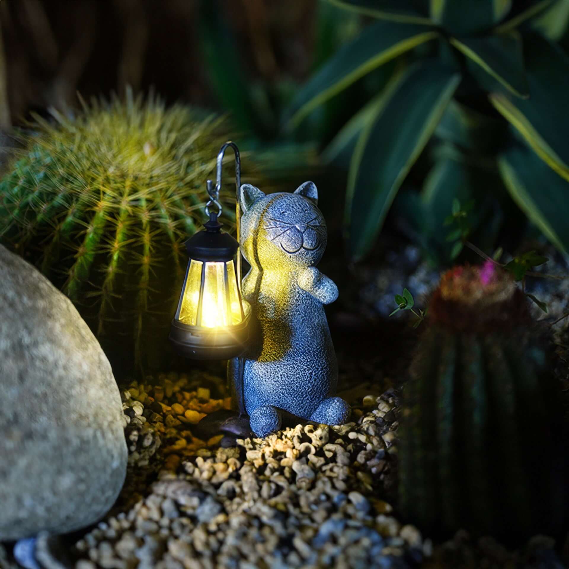 SUENTA Goldene Katzenlampe Für Garten Außenbereich Mit Solarzelle