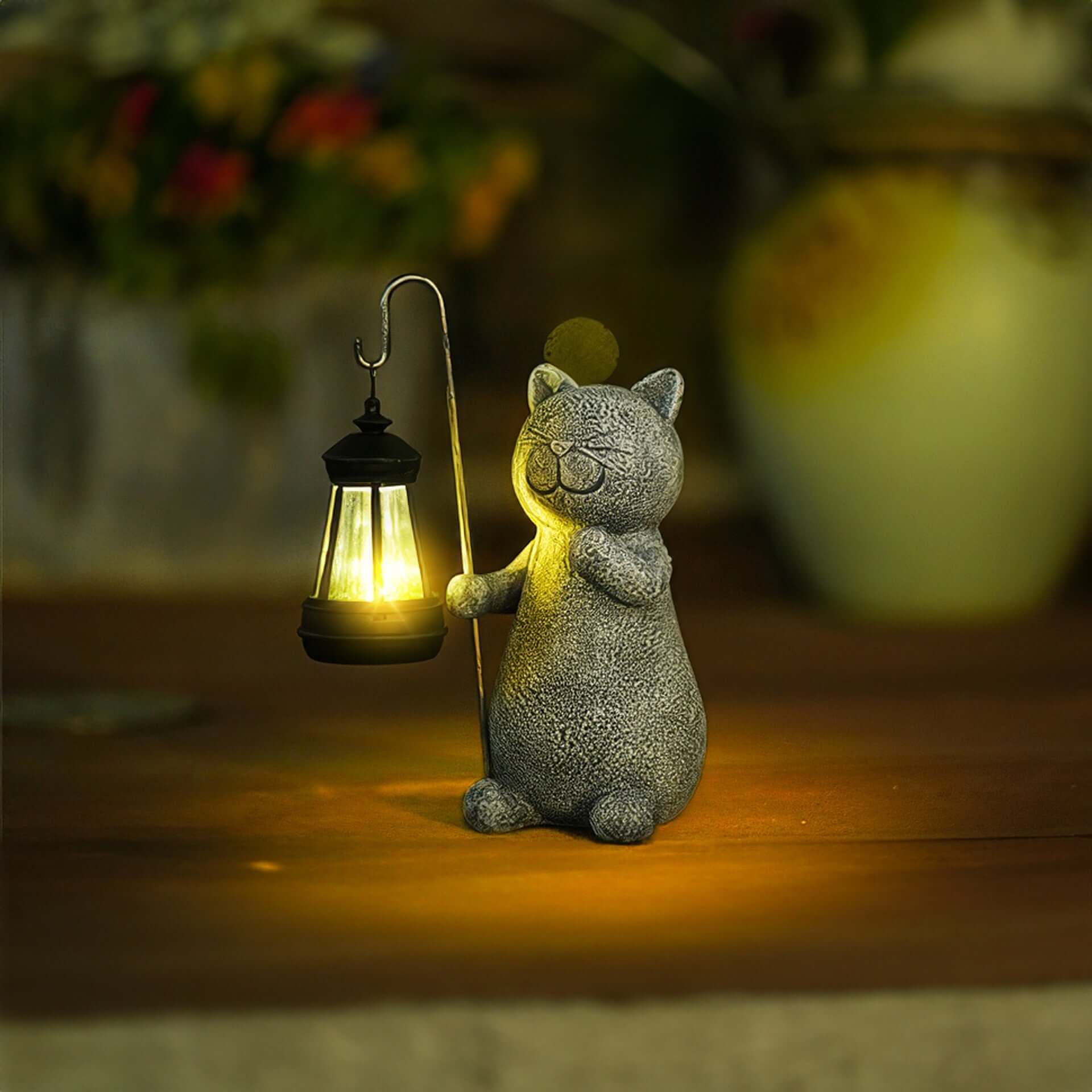 SUENTA Goldene Katzenlampe Für Garten Außenbereich Mit Solarzelle