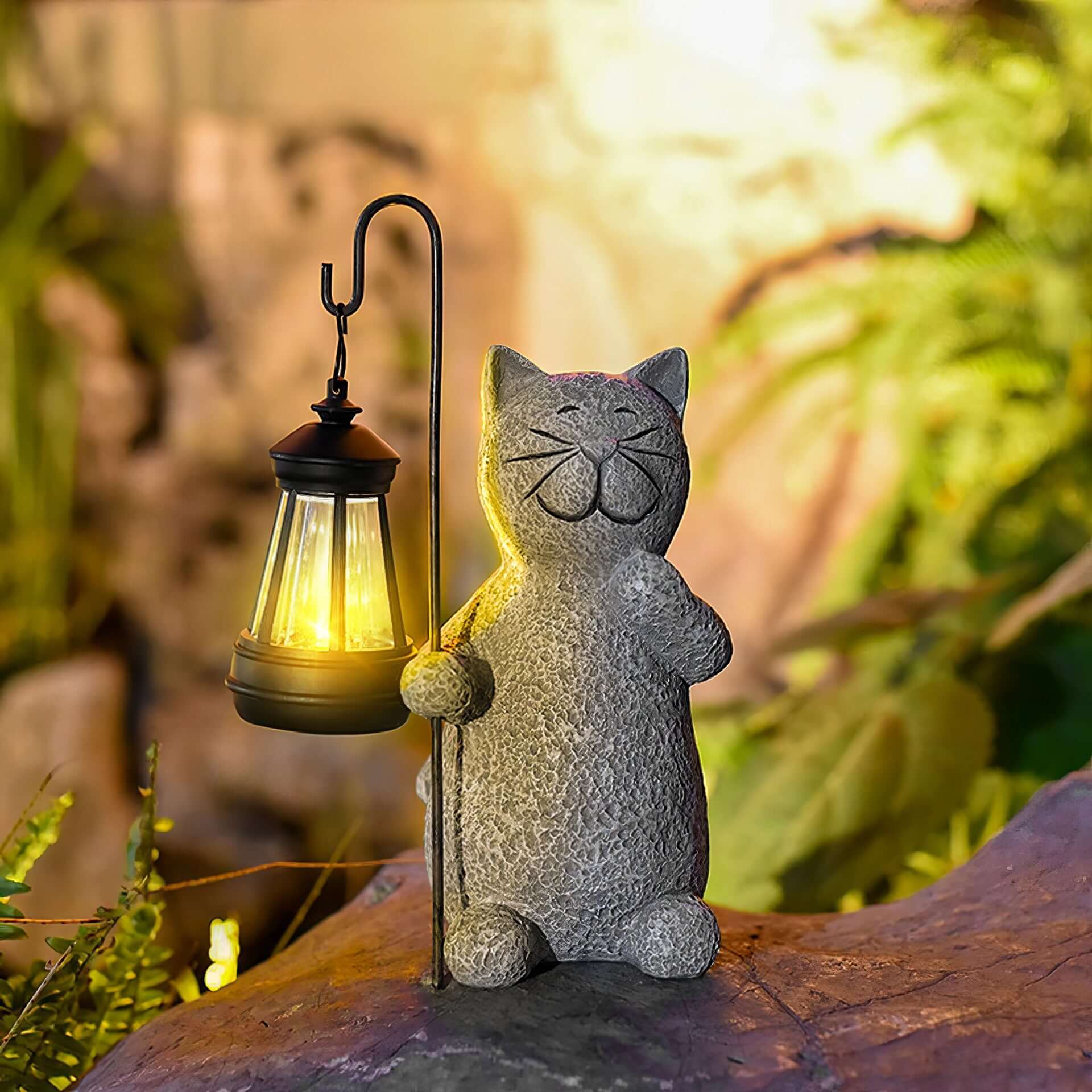 SUENTA Goldene Katzenlampe Für Garten Außenbereich Mit Solarzelle