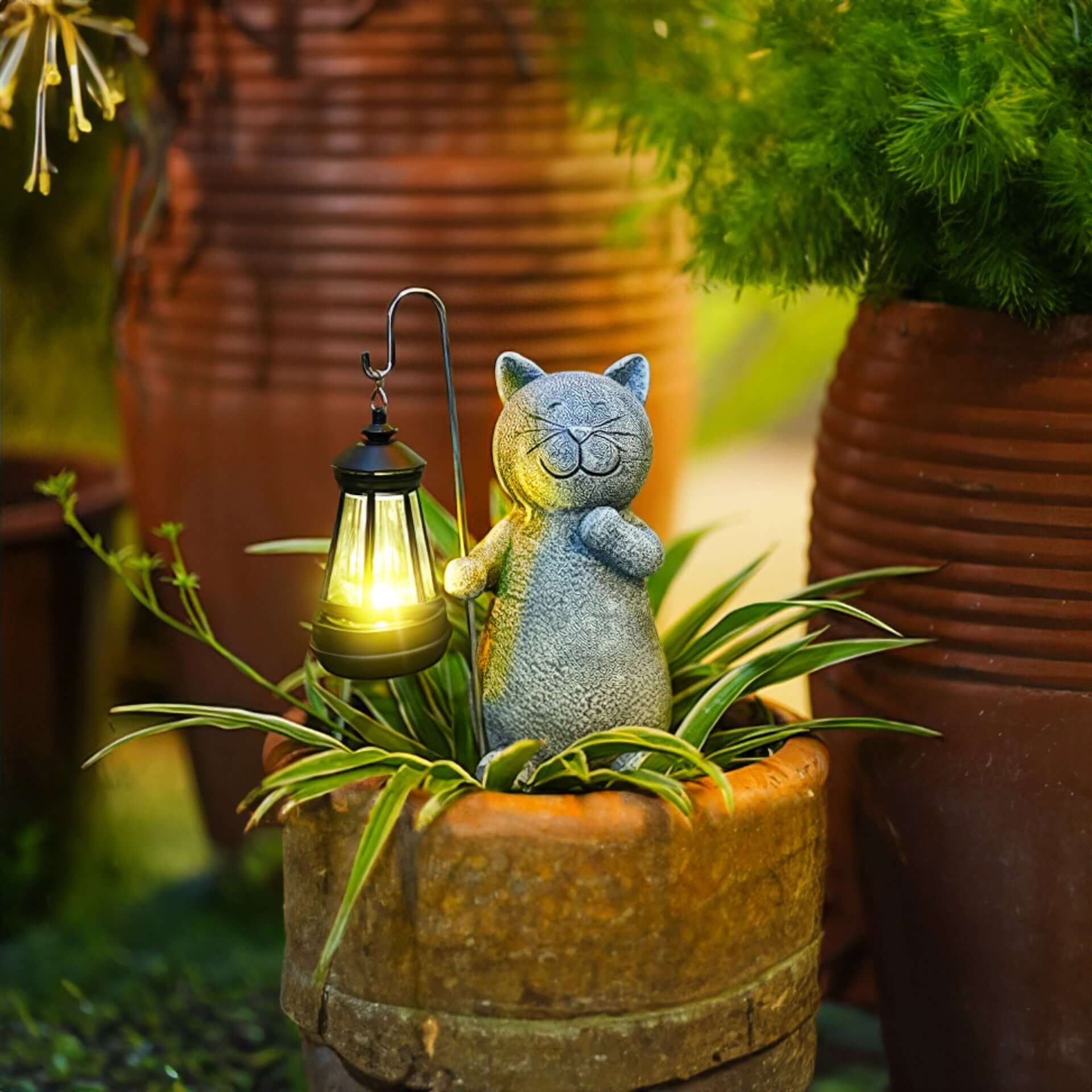 SUENTA Goldene Katzenlampe Für Garten Außenbereich Mit Solarzelle