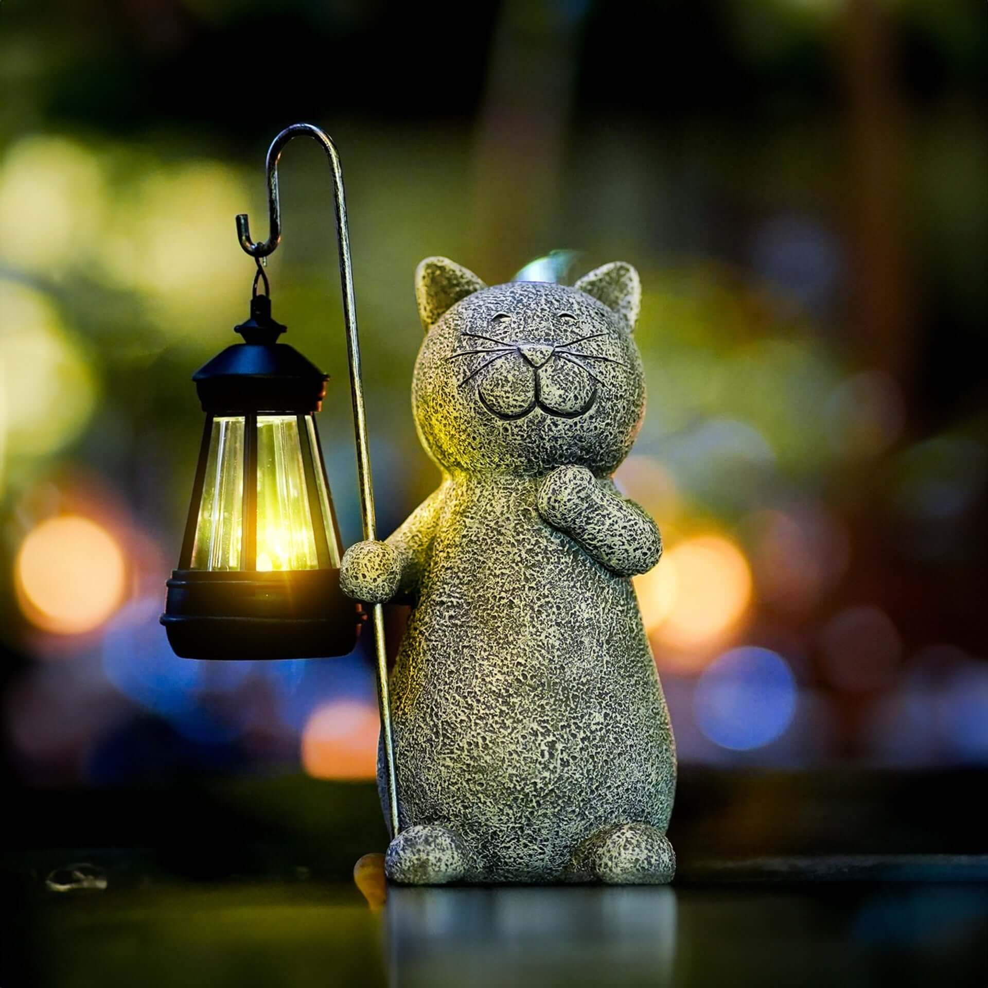 SUENTA Goldene Katzenlampe Für Garten Außenbereich Mit Solarzelle