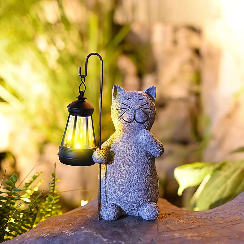 SUENTA Goldene Katzenlampe Für Garten Außenbereich Mit Solarzelle