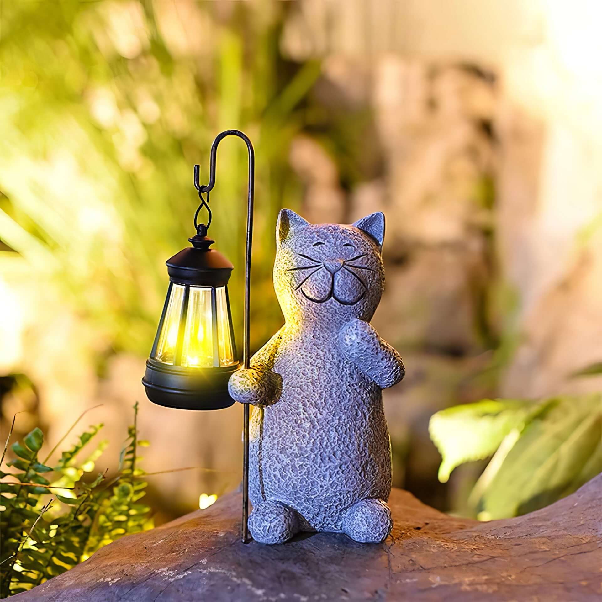 SUENTA Goldene Katzenlampe Für Garten Außenbereich Mit Solarzelle