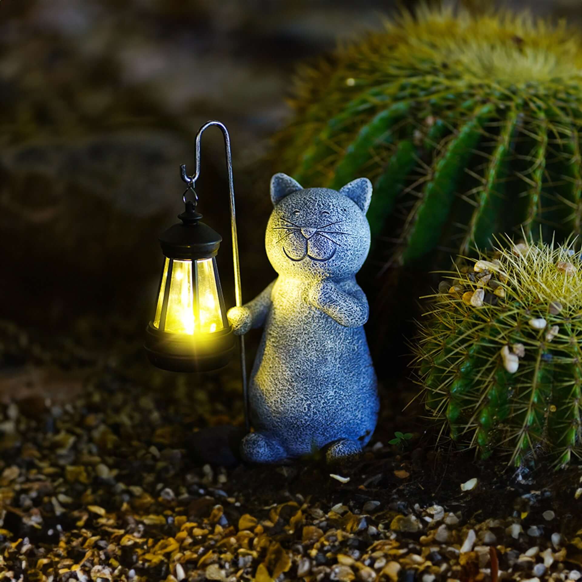 SUENTA Goldene Katzenlampe Für Garten Außenbereich Mit Solarzelle