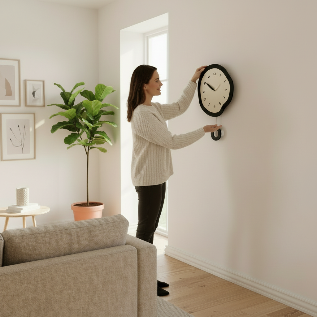 SUENTA Große Moderne Wanduhr mit Stillem Quartzwerk – Abstraktes Design