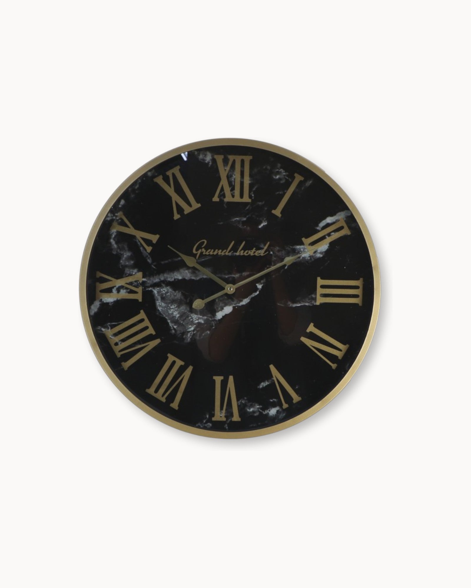 SUENTA Große Wanduhr Modern Marseille Schwarz-Gold – Ø50 cm Metallrahmen Default