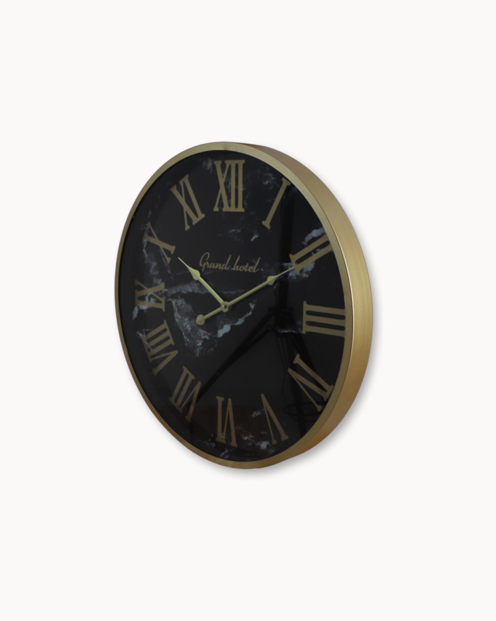 SUENTA Große Wanduhr Modern Marseille Schwarz-Gold – Ø50 cm Metallrahmen