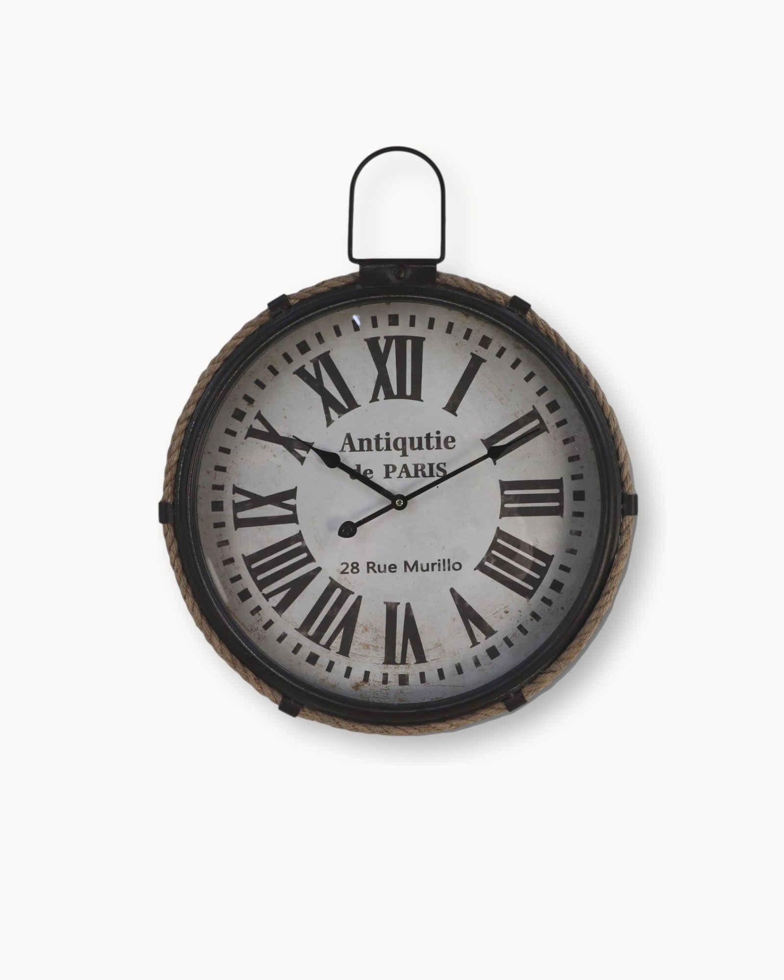 SUENTA Große Wanduhr Modern aus Metall mit Seil – Ø47 cm, Industrieller Stil Default