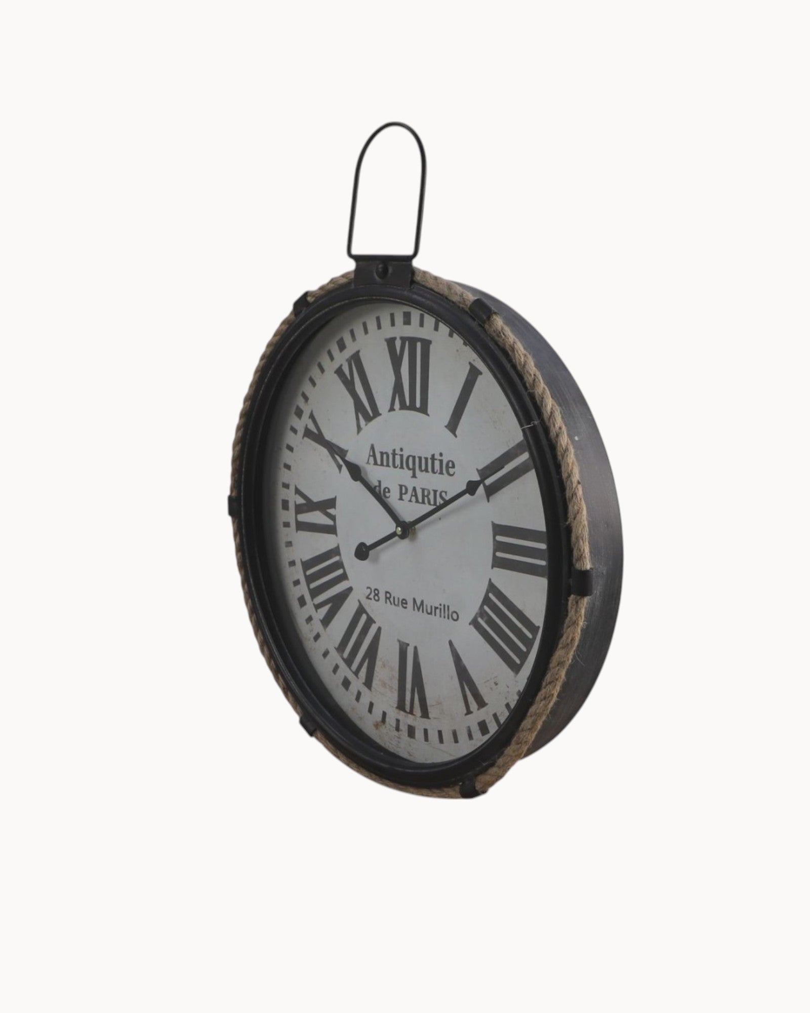 SUENTA Große Wanduhr Modern aus Metall mit Seil – Ø47 cm, Industrieller Stil