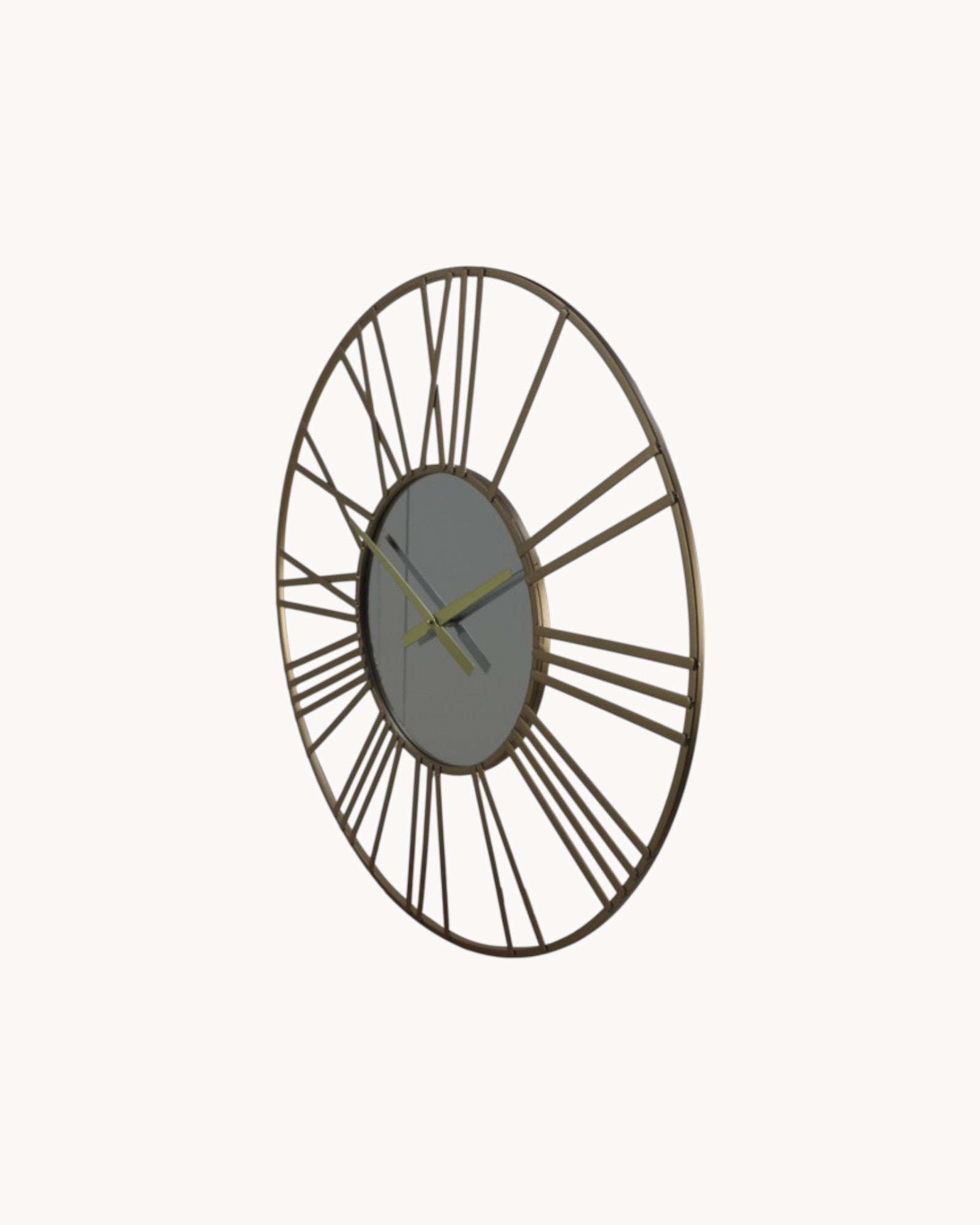 SUENTA Große Wanduhr Modern mit Römischen Ziffern – Ø80 cm Gold