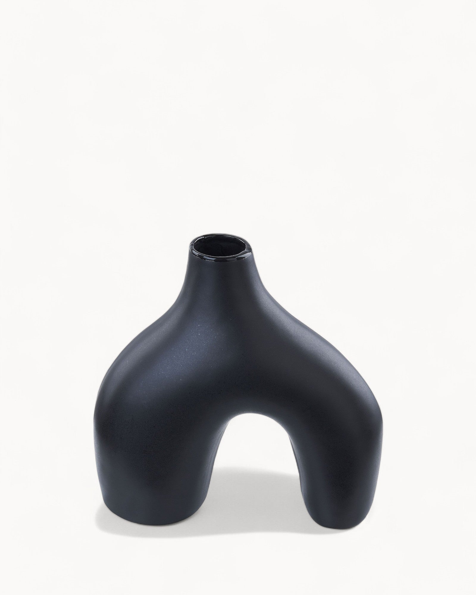 SUENTA Handgefertigte Blumenvase Schwarz Porzellan 31 cm Moderne Vasen für Blumenarrangements Default