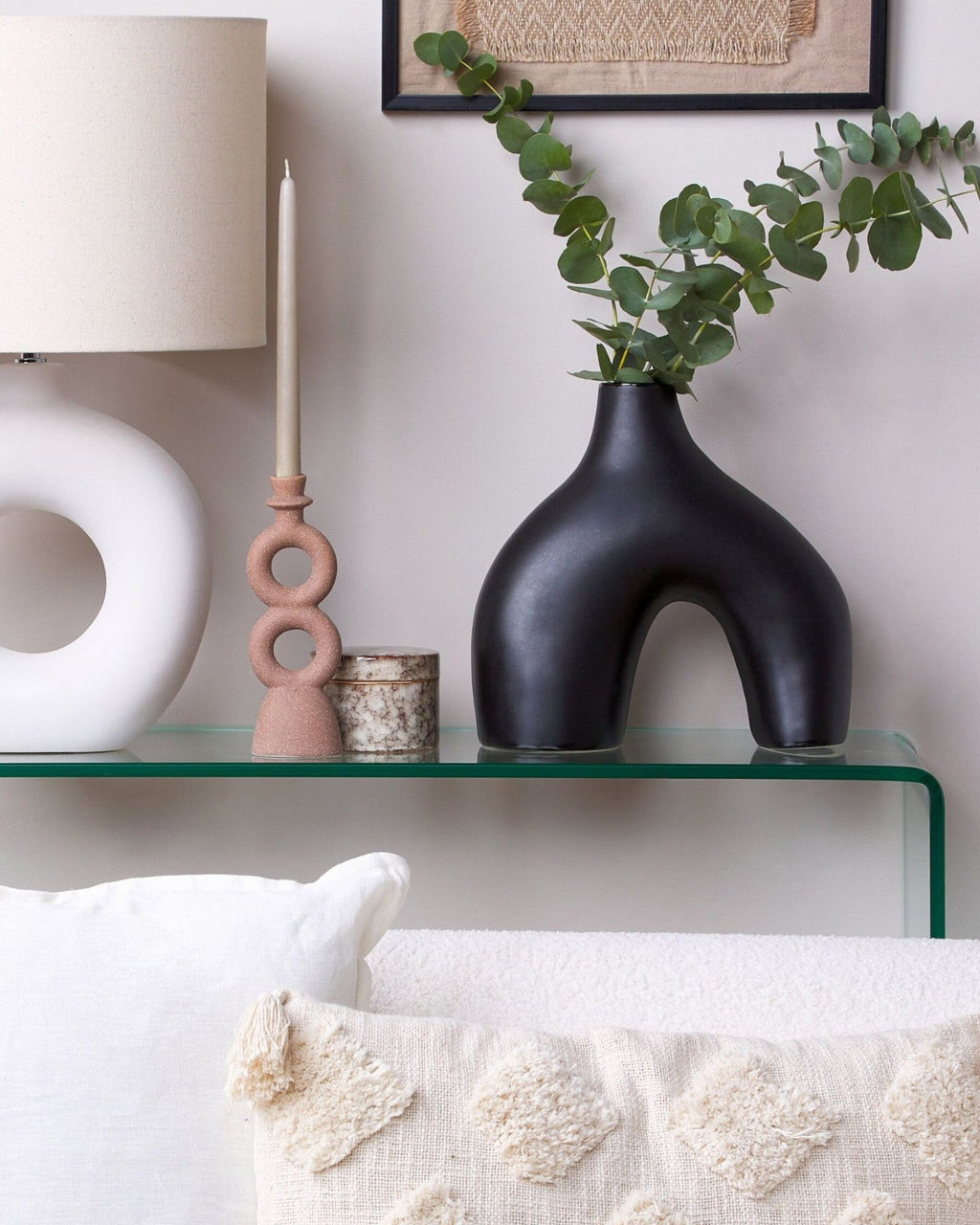 SUENTA Handgefertigte Blumenvase Schwarz Porzellan 31 cm Moderne Vasen für Blumenarrangements