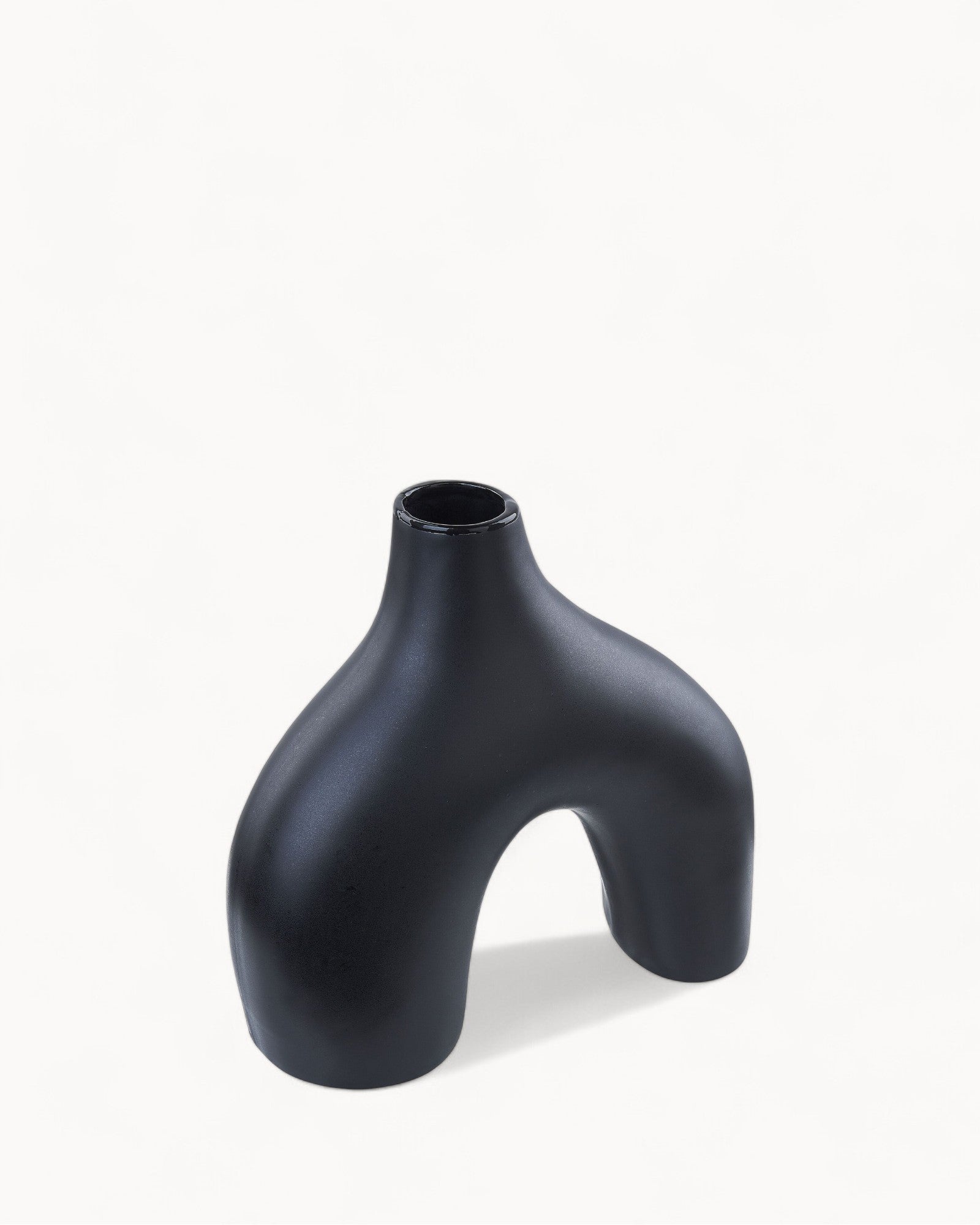 SUENTA Handgefertigte Blumenvase Schwarz Porzellan 31 cm Moderne Vasen für Blumenarrangements