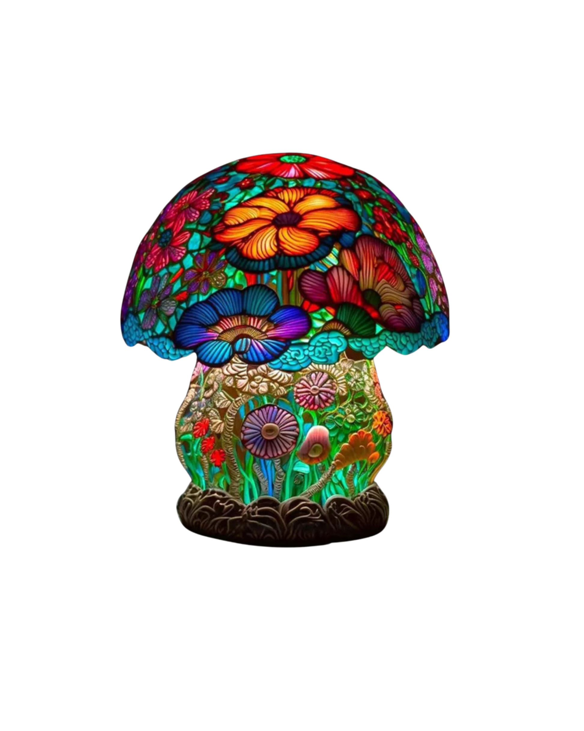 SUENTA Handgefertigte Glaskunstlampe mit Blumen- und Pilzdesign Großer Fuß Pilz