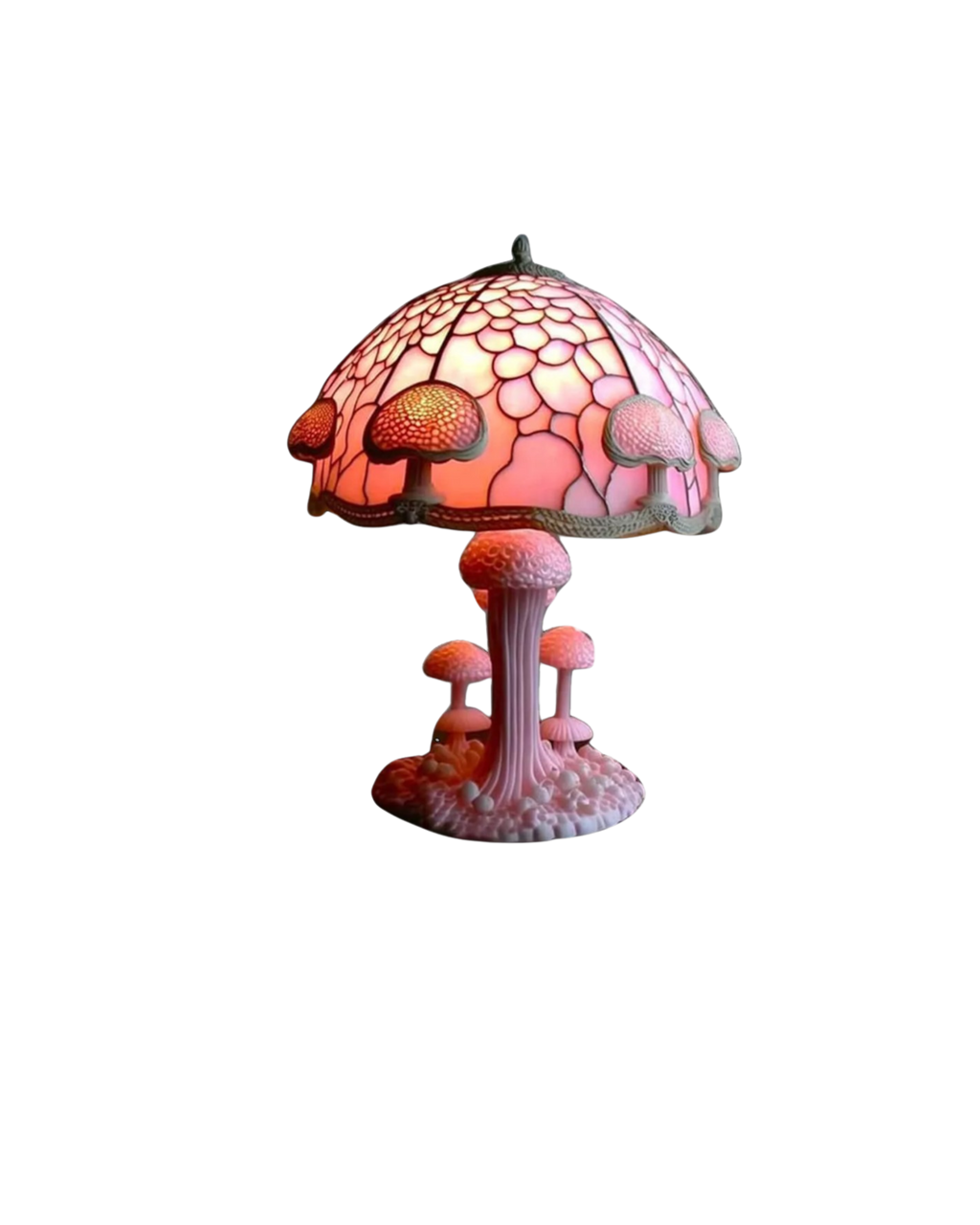 SUENTA Handgefertigte Glaskunstlampe mit Blumen- und Pilzdesign Rosa Pilz