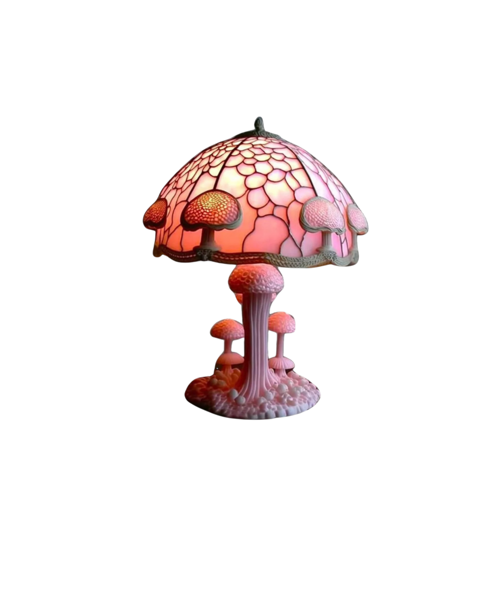 SUENTA Handgefertigte Glaskunstlampe mit Blumen- und Pilzdesign Rosa Pilz