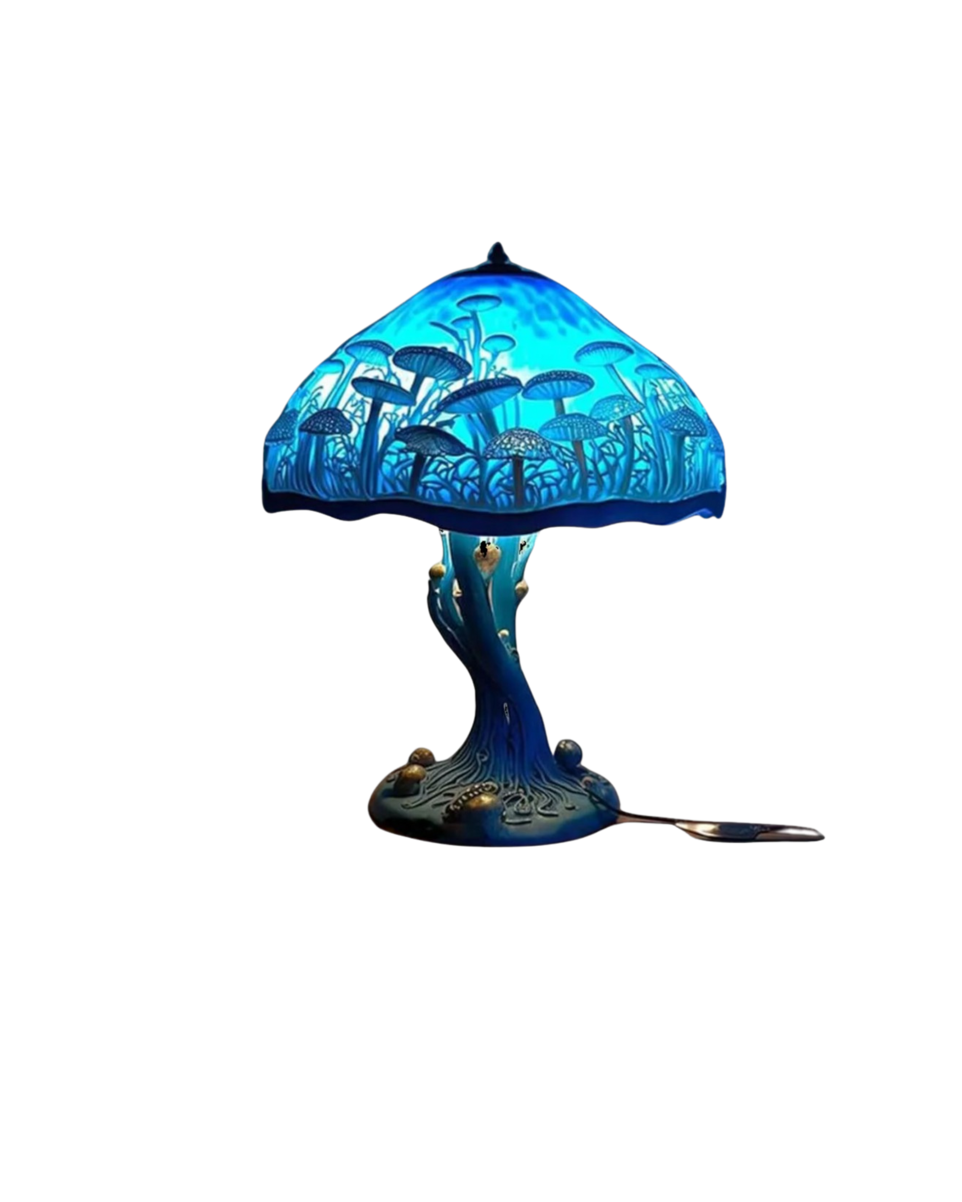 SUENTA Handgefertigte Glaskunstlampe mit Blumen- und Pilzdesign Blauer Pilz