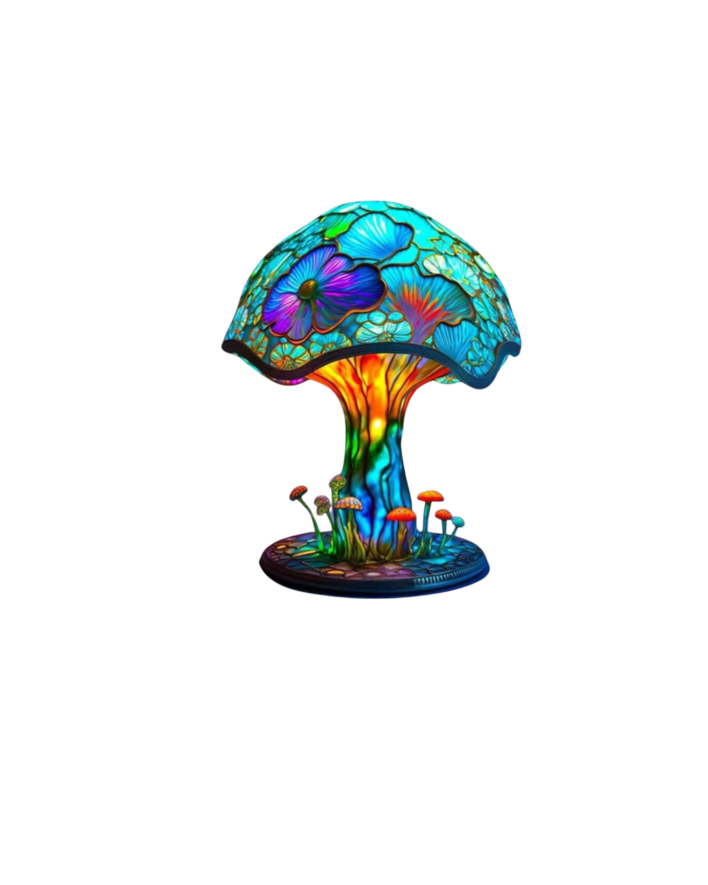 SUENTA Handgefertigte Glaskunstlampe mit Blumen- und Pilzdesign Kleiner bunter Pilz
