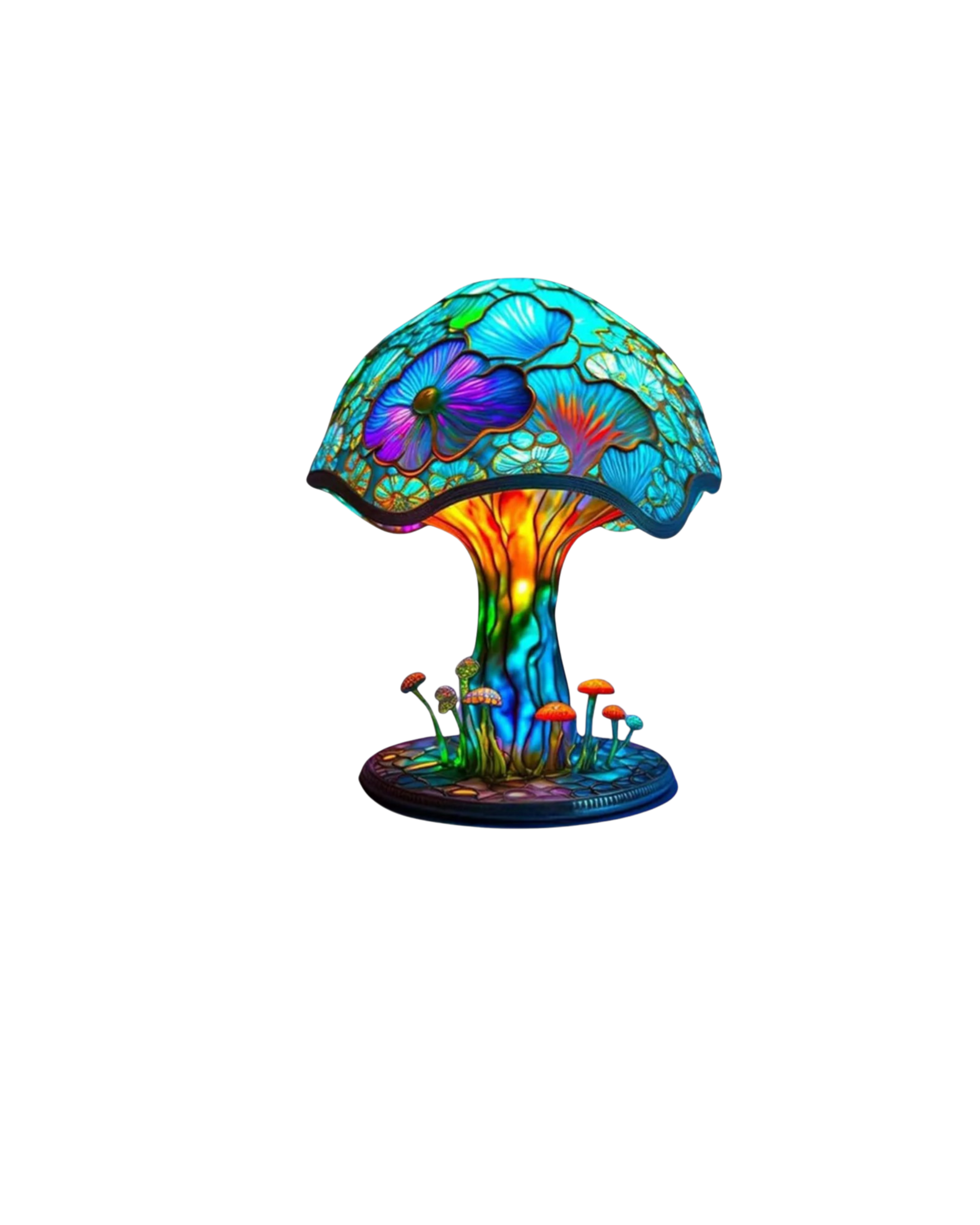 SUENTA Handgefertigte Glaskunstlampe mit Blumen- und Pilzdesign Kleiner bunter Pilz