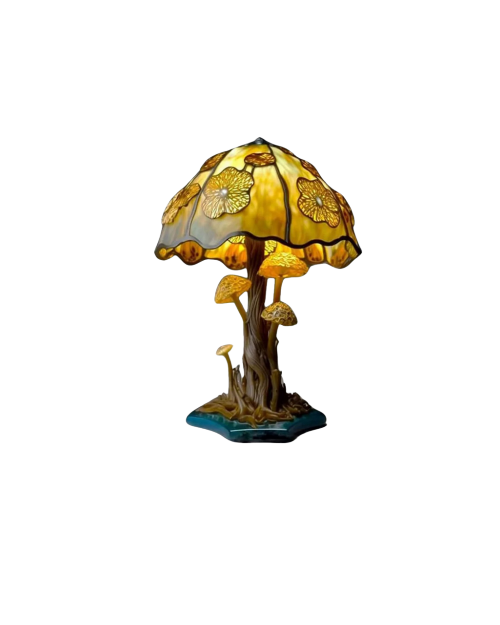 SUENTA Handgefertigte Glaskunstlampe mit Blumen- und Pilzdesign Gelbe Blume