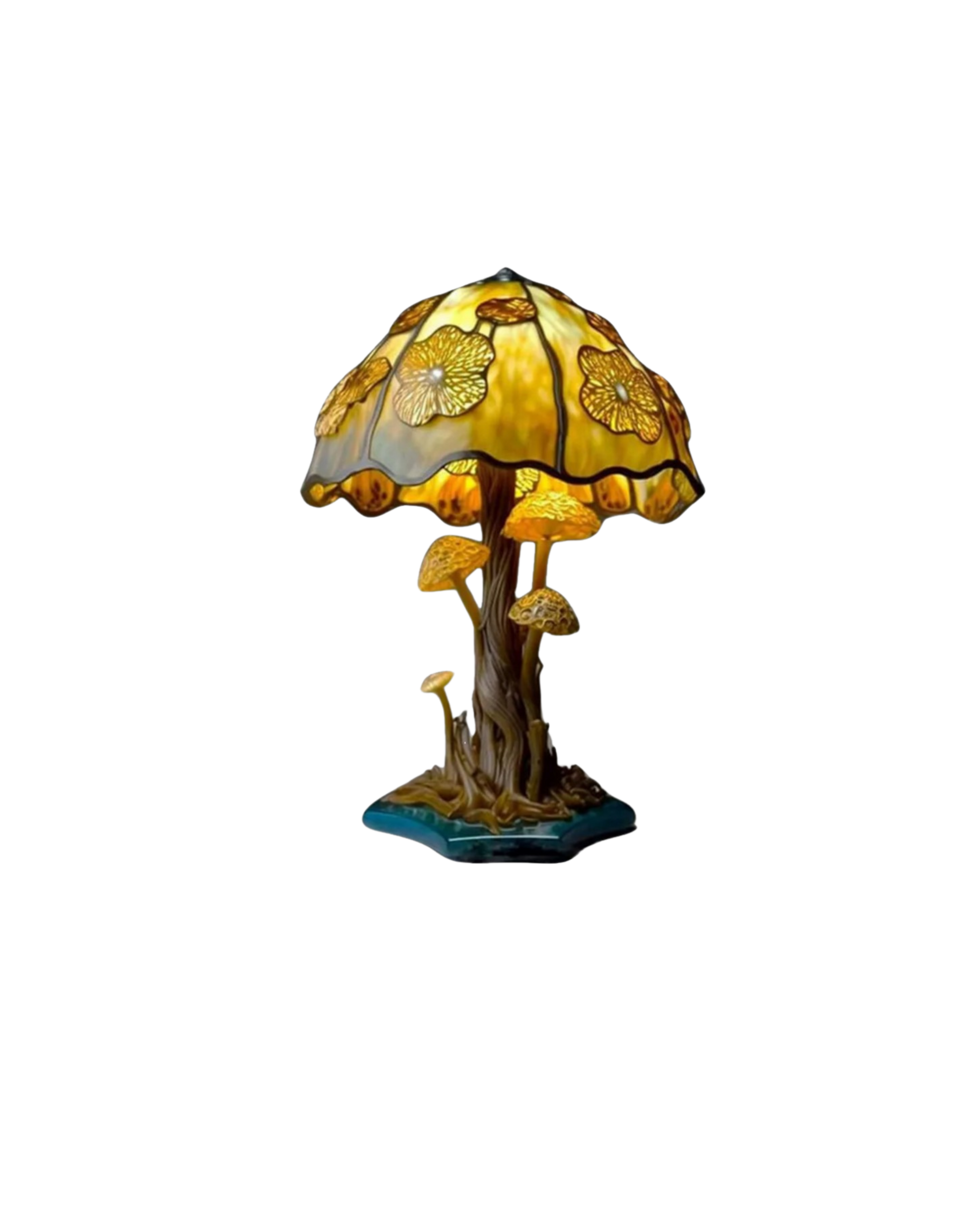SUENTA Handgefertigte Glaskunstlampe mit Blumen- und Pilzdesign Gelbe Blume