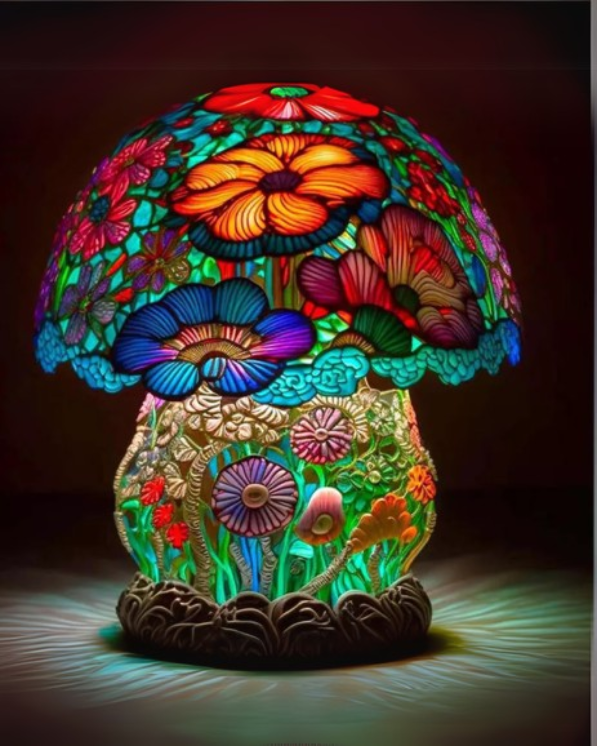 SUENTA Handgefertigte Glaskunstlampe mit Blumen- und Pilzdesign