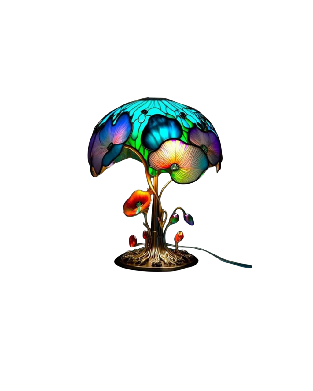 SUENTA Handgefertigte Glaskunstlampe mit Blumen- und Pilzdesign Blühender Pilz