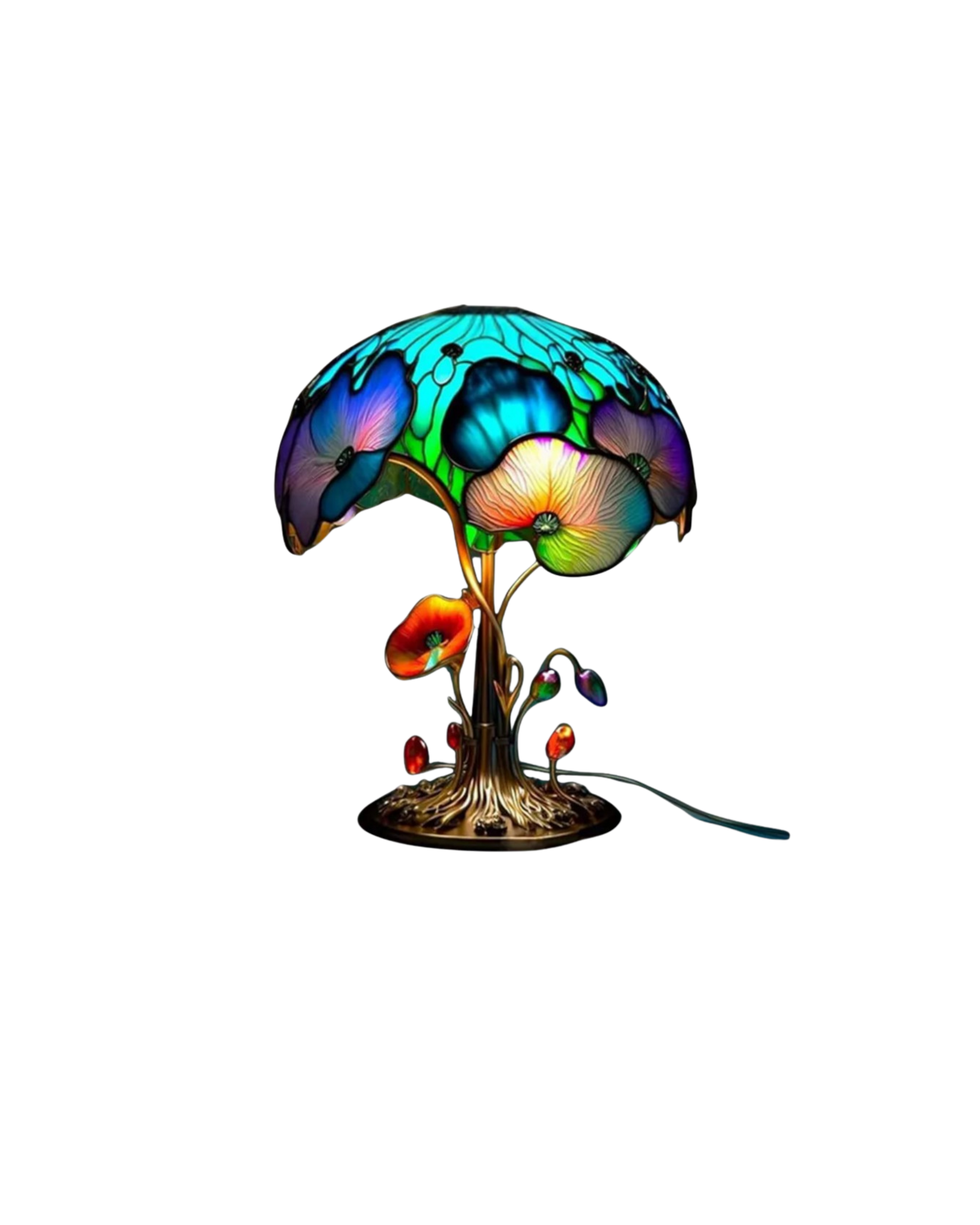 SUENTA Handgefertigte Glaskunstlampe mit Blumen- und Pilzdesign Blühender Pilz