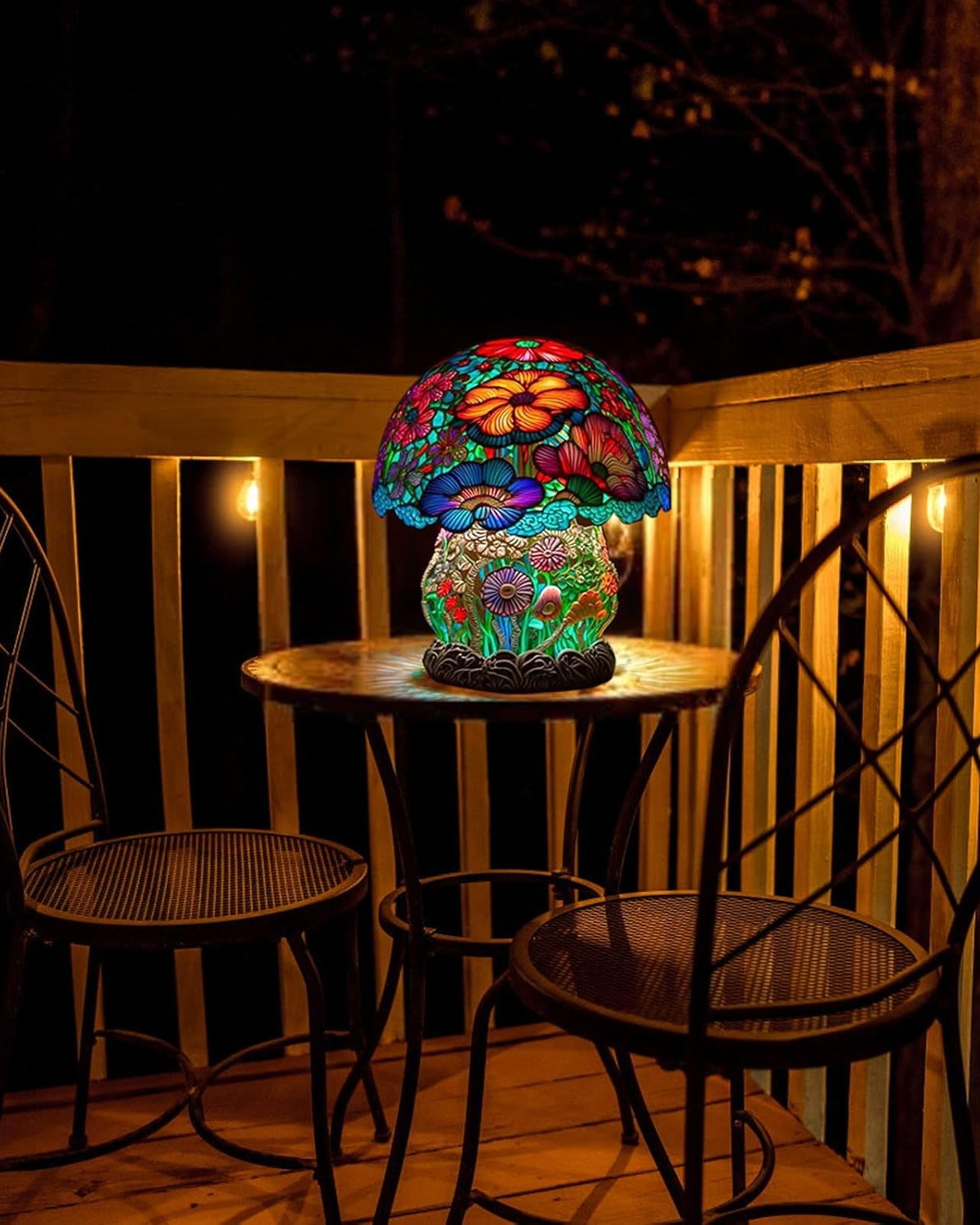 SUENTA Handgefertigte Glaskunstlampe mit Blumen- und Pilzdesign