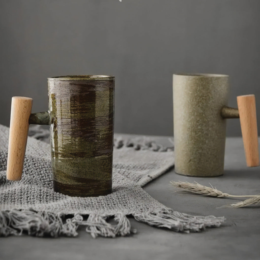 SUENTA Handgefertigte Steingut Tasse für Kaffee und Tee – 300 ml, 4 Designs