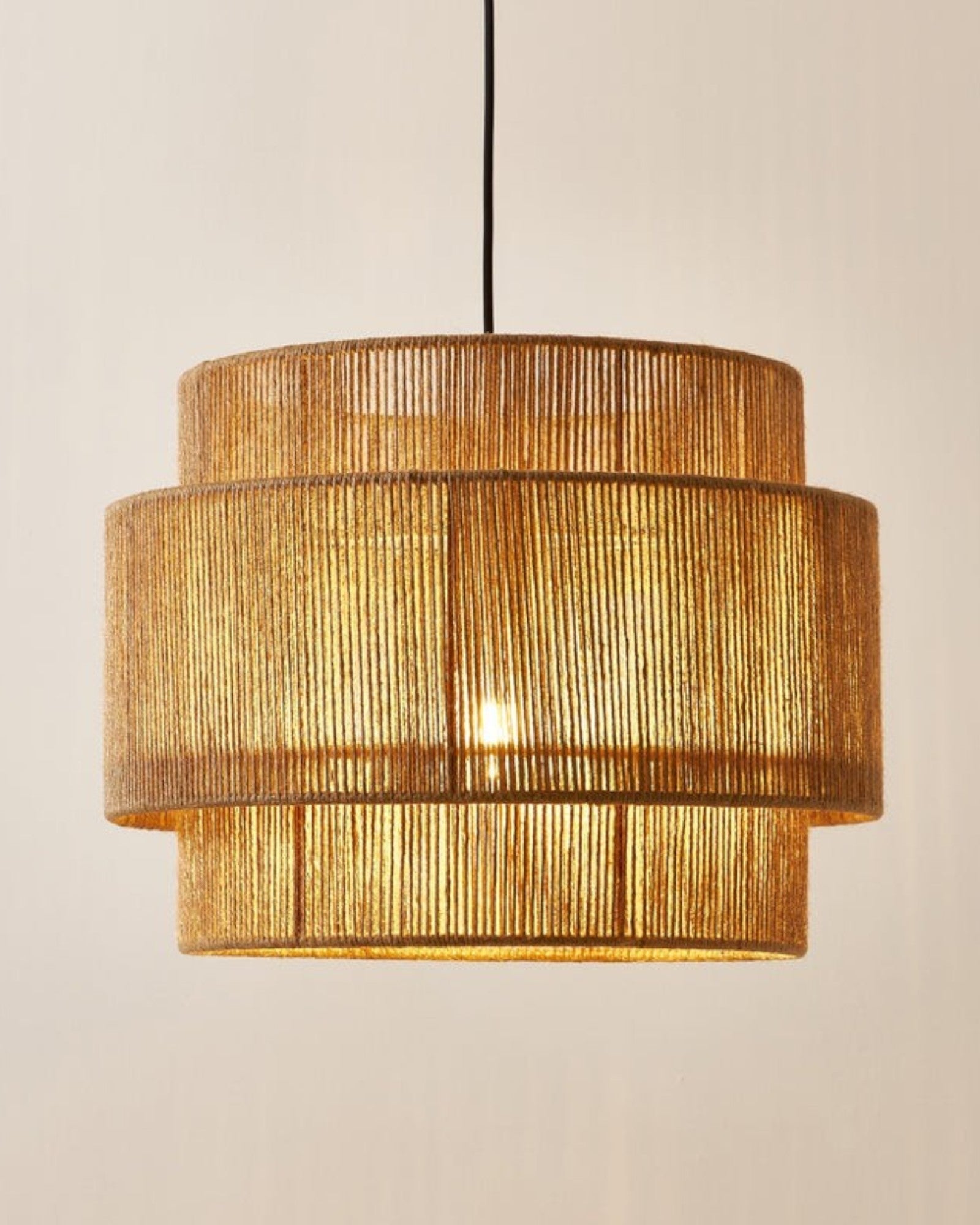 SUENTA Hängelampe aus Jute Ø30 cm für Esszimmer und Wohnzimmer – Natürlicher Look