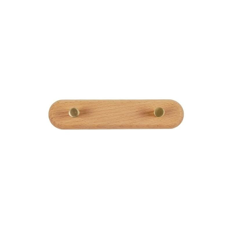 SUENTA Hängeregal aus Holz mit Messinghaken – Skandinavisches Design Natürliches Buchenholz 2 Haken
