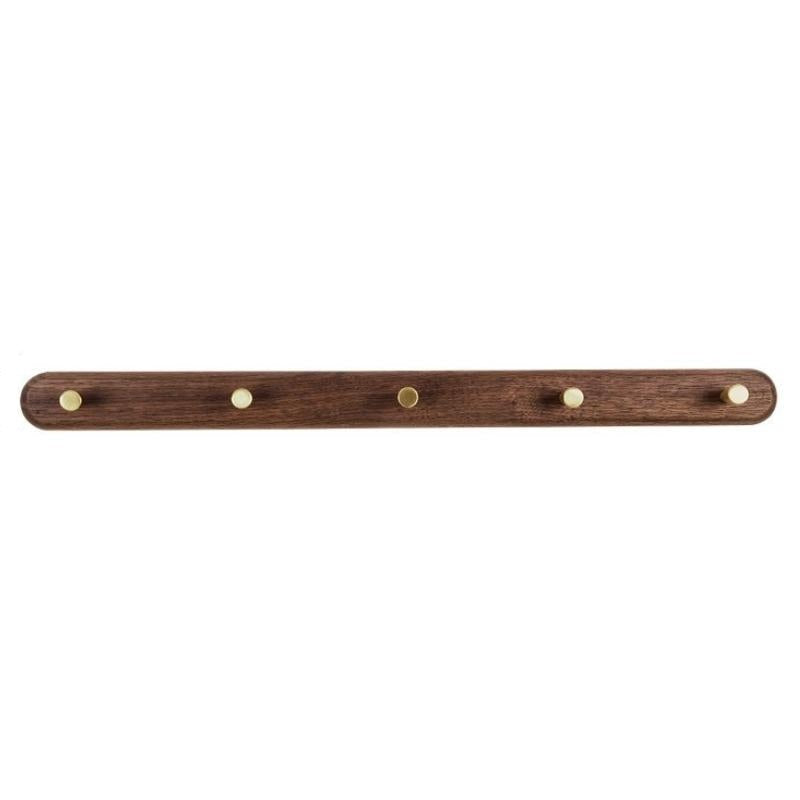 SUENTA Hängeregal aus Holz mit Messinghaken – Skandinavisches Design Natürliches schwarzes Walnuss 5 Haken