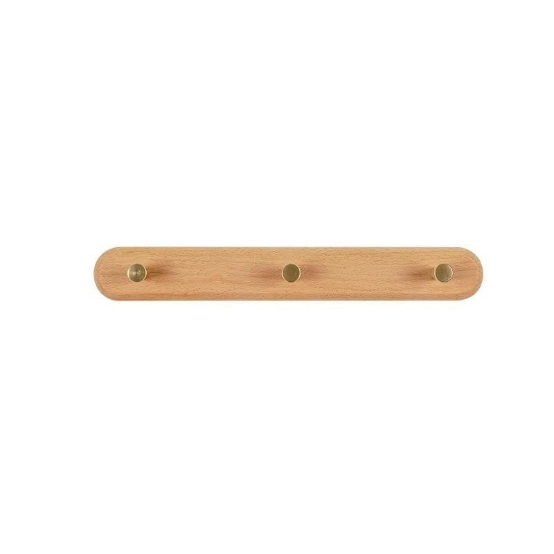 SUENTA Hängeregal aus Holz mit Messinghaken – Skandinavisches Design Natürliches Buchenholz 3 Haken