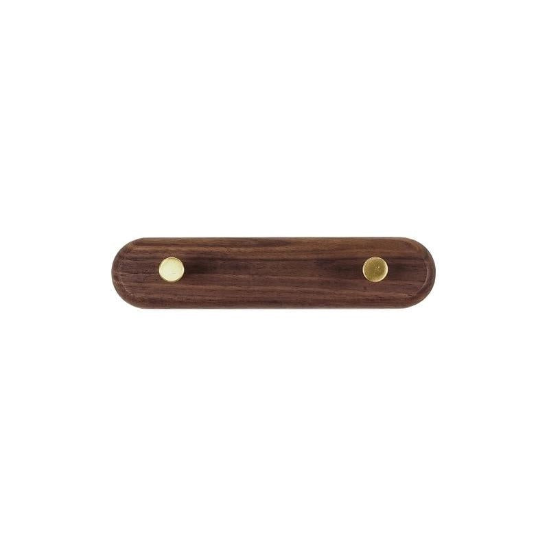 SUENTA Hängeregal aus Holz mit Messinghaken – Skandinavisches Design Natürliches schwarzes Walnuss 2 Haken